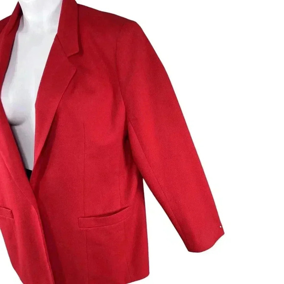 DUMAS Womens Sz XL 100% Pure Wool Blazer Lined Holiday Red Career Wear Old Money - Picture 9 of 16